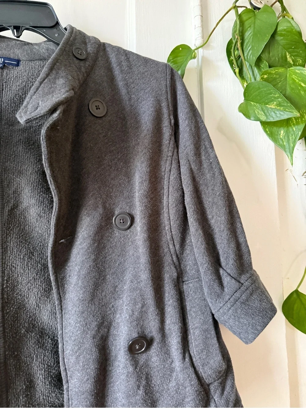 GAP Women's Dark Gray Short Double-Breasted Jacket